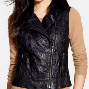 Halogen Black Leather Vest